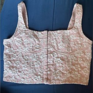 Wild Fable Pink Floral Coquette Lace Cropped Corset Style Top